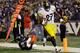 BALTIMORE, MD - DECEMBER 02: Running back Jonathan Dwyer #27 of the Pittsburgh Steelers scores a touchdown as free safety Ed Reed #20 of the Baltimore Ravens tries to tackle him during the third quarter of the Steelers 23-20 win at M&T Bank Stadium on December 2, 2012 in Baltimore, Maryland. (Photo by Rob Carr/Getty Images)