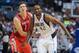 Oct 15, 2012; Dallas, TX, USA; Houston Rockets center Omer Asik (3) and Dallas Mavericks forward Elton Brand (42) during the game at the American Airlines Center. The Mavericks defeated the Rockets 123-104. Mandatory Credit: Jerome Miron-USA TODAY Sports