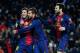 BARCELONA, SPAIN - DECEMBER 01: Lionel Messi of FC Barcelona celebrates with his teammate Jordi Alba (C) and Cesc Fabregas after scoring his team's fifth goal during the La Liga match between FC Barcelona and Athletic Club at Camp Nou on December 1, 2012 in Barcelona, Spain. (Photo by David Ramos/Getty Images)