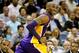 Dec 5, 2012; New Orleans, LA, USA; Los Angeles Lakers shooting guard Kobe Bryant (24) smiles after hitting a shot in the fourth quarter of a game against the New Orleans Hornets at the New Orleans Arena. The Lakers defeated the Hornets 103-87. Mandatory Credit: Derick E. Hingle-USA TODAY Sports