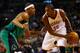 BOSTON, MA - NOVEMBER 23: Kevin Durant #35 of the Oklahoma City Thunder holds the ball in front of Paul Pierce #34 of the Boston Celtics during the game on November 23, 2012 at TD Garden in Boston, Massachusetts. NOTE TO USER: User expressly acknowledges and agrees that, by downloading and or using this photograph, User is consenting to the terms and conditions of the Getty Images License Agreement. (Photo by Jared Wickerham/Getty Images)