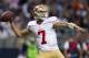 ST. LOUIS, MO - DECEMBER 02: Quarterback Colin Kaepernick #7 of the San Francisco 49ers throws a pass during the game against the St. Louis Rams at the Edward Jones Dome on December 02, 2012 in St. Louis, Missouri. The Rams beat the 49ers 16-13 in overtime. (Photo by David Welker/Getty Images)
