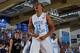 Nov 20, 2012; Lahaina, HI, USA; North Carolina Tar Heels forward Brice Johnson (11) reacts after dunking against the Butler Bulldogs during the 2012 EA SPORTS Maui Invitational at the Lahaina Civic Center. Mandatory Credit: Brian Spurlock-USA TODAY Sports