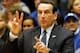 DURHAM, NC - NOVEMBER 18: Head coach Mike Krzyzewski of the Duke Blue Devils calls a play against the Davidson Wildcats during their game at Cameron Indoor Stadium on November 18, 2011 in Durham, North Carolina. (Photo by Streeter Lecka/Getty Images)