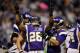 MINNEAPOLIS, MN - DECEMBER 9: Adrian Peterson #28 of the Minnesota Vikings celebrates a touchdown during the first quarter of the game against the Chicago Bears on December 9, 2012 at Mall of America Field at the Hubert H. Humphrey Metrodome in Minneapolis, Minnesota. (Photo by Hannah Foslien/Getty Images)