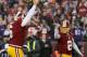 LANDOVER, MD - DECEMBER 09: Kicker Kai Forbath #2 of the Washington Redskins celebrates with holder Sav Rocca #6 after hitting the game winning field goal in overtime to give the Redskins a 31-28 win over the Baltimore Ravens at FedExField on December 9, 2012 in Landover, Maryland. (Photo by Rob Carr/Getty Images)