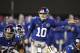 EAST RUTHERFORD, NJ - DECEMBER 09: Eli Manning #10 of the New York Giants gestures at the line during their game against the New Orleans Saints at MetLife Stadium on December 9, 2012 in East Rutherford, New Jersey. (Photo by Jeff Zelevansky/Getty Images)