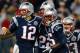 FOXBORO, MA - DECEMBER 10: Stevan Ridley #22 of the New England Patriots celebrates his touchdown run with Tom Brady, Brandon Lloyd #85, and Wes Welker #83 of the New England Patriots in the second half against the Houston Texans at Gillette Stadium on December 10, 2012 in Foxboro, Massachusetts. (Photo by Jim Rogash/Getty Images)