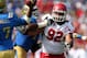 PASADENA, CA - OCTOBER 13: Defensive tackle Star Lotulelei #92 of the Utah Utes battles offensive lineman Torian White #77 of the UCLA Bruins as he rushes quarterback Brett Hundley #17 at the Rose Bowl on October 13, 2012 in Pasadena, California. UCLA won 21-14. (Photo by Stephen Dunn/Getty Images)