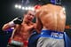 LAS VEGAS, NV - DECEMBER 08: (L-R) Juan Manuel Marquez throws a left at Manny Pacquiao during their welterweight bout at the MGM Grand Garden Arena on December 8, 2012 in Las Vegas, Nevada. (Photo by Al Bello/Getty Images)