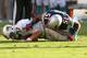 MIAMI GARDENS, FL - DECEMBER 02: Ryan Tannehill #17 of the Miami Dolphins is sacked by Jerod Mayo #51 of the New England Patriots during a game at Sun Life Stadium on December 2, 2012 in Miami Gardens, Florida. (Photo by Mike Ehrmann/Getty Images)