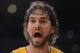 LOS ANGELES, CA - NOVEMBER 27: Pau Gasol #16 of the Los Angeles Lakers reacts to a call by the officials during a 79-77 loss to the Indiana Pacers at Staples Center on November 27, 2012 in Los Angeles, California. NOTE TO USER: User expressly acknowledges and agrees that, by downloading and or using this photograph, User is consenting to the terms and conditions of the Getty Images License Agreement. (Photo by Harry How/Getty Images)