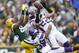 GREEN BAY, WI - DECEMBER 2: Harrison Smith #22 of the Minnesota Vikings intercepts a pass intended for Greg Jennings #85 of the Green Bay Packers during the game at Lambeau Field on December 2, 2012 in Green Bay, Wisconsin. The Packers won 23-14. (Photo by Joe Robbins/Getty Images)