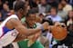 March 12, 2012; Los Angeles, CA, USA; Los Angeles Clippers point guard Chris Paul (3) guards Boston Celtics point guard Rajon Rondo (9) as he drives to the basket during the first half of the game at the Staples Center. Mandatory Credit: Jayne Kamin-Oncea-USA TODAY Sports