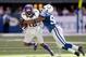 INDIANAPOLIS, IN - SEPTEMBER 16: Percy Harvin #12 of the Minnesota Vikings runs with the ball while defended by Jerrell Freeman #50 of the Indianapolis Colts during the NFL game at Lucas Oil Stadium on September 16, 2012 in Indianapolis, Indiana. (Photo by Andy Lyons/Getty Images)