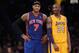 LOS ANGELES, CA - DECEMBER 29: Carmelo Anthony #7 of the New York Knicks and Kobe Bryant #24 of the Los Angeles Lakers talk during the first half at Staples Center on December 29, 2011 in Los Angeles, California. NOTE TO USER: User expressly acknowledges and agrees that, by downloading and or using this photograph, User is consenting to the terms and conditions of the Getty Images License Agreement. (Photo by Jeff Gross/Getty Images)