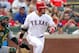 ARLINGTON, TX - JULY 1: Josh Hamilton #32 of the Texas Rangers puts the ball into play against the Oakland Athletics on July 1, 2012 at the Rangers Ballpark in Arlington in Arlington, Texas. (Photo by Layne Murdoch/Getty Images)