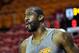 Dec 6, 2012; Miami FL, USA; New York Knicks power forward Amar'e Stoudemire (1) reacts during warms up before a game against the Miami Heat at American Airlines Arena. Mandatory Credit: Steve Mitchell-USA TODAY Sports