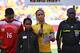 PORT ELIZABETH, SOUTH AFRICA - NOVEMBER 12: Steven Pienaar of Bafana Bafana reads out a message during the Nelson Mandela Challenge match between South Africa and Ivory Coast at Nelson Mandela Bay Stadium on November 12, 2011 in Port Elizabeth, South Africa. (Photo by Richard Huggard/Gallo Images/Getty Images)