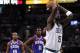 Dec 8, 2012; Boston, MA, USA; Boston Celtics power forward Kevin Garnett (5) shoots a technical foul against the Philadelphia 76ers during the fourth quarter at the TD Garden. The Celtics defeated the 76ers 92-79. Mandatory Credit: David Butler II-USA TODAY Sports