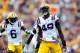 BATON ROUGE, LA - SEPTEMBER 01: Barkevious Mingo #49 of the LSU Tigers celebrates a tackle for a loss of yards against the North Texas Mean Green at Tiger Stadium on September 1, 2012 in Baton Rouge, Louisiana. LSU would win 41-14. (Photo by Stacy Revere/Getty Images)