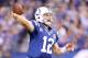 INDIANAPOLIS, IN - DECEMBER 09: Andrew Luck #12 of the Indianapolis Colts throws a pass during the NFL game against the Tennessee Titans at Lucas Oil Stadium on December 9, 2012 in Indianapolis, Indiana. (Photo by Andy Lyons/Getty Images)
