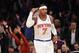 NEW YORK, NY - DECEMBER 13: Carmelo Anthony #7 of the New York Knicks sinks a three pointer against the Los Angeles Lakers in the first quarter at Madison Square Garden on December 13, 2012 in New York City. NOTE TO USER: User expressly acknowledges and agrees that, by downloading and/or using this photograph, user is consenting to the terms and conditions of the Getty Images License Agreement. (Photo by Bruce Bennett/Getty Images)