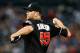 ATLANTA, GA - SEPTEMBER 26: Josh Johnson #55 of the Miami Marlins pitches to the Atlanta Braves at Turner Field on September 26, 2012 in Atlanta, Georgia. (Photo by Kevin C. Cox/Getty Images)