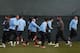 MANCHESTER, ENGLAND - DECEMBER 03: Manchester City players warm up during a training session prior to their UEFA Champions League group stage match against Borussia Dortmund, at Carrington Training Ground on December 3, 2012 in Manchester, England. (Photo by Clive Brunskill/Getty Images)