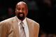 NEW YORK, NY - MAY 06: Head coach Mike Woodson of the New York Knicks looks on against the Miami Heat in Game Four of the Eastern Conference Quarterfinals in the 2012 NBA Playoffs on May 6, 2012 at Madison Square Garden in New York City. NOTE TO USER: User expressly acknowledges and agrees that, by downloading and or using this photograph, User is consenting to the terms and conditions of the Getty Images License Agreement (Photo by Jeff Zelevansky/Getty Images)