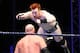 DURBAN, SOUTH AFRICA - JULY 08: The Celtic Warrior Sheamus leaps towards the Big Red Monster Kane during the WWE Smackdown Live Tour at Westridge Park Tennis Stadium on July 08, 2011 in Durban, South Africa. (Photo by Steve Haag/Gallo Images/Getty Images)