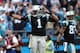 CHARLOTTE, NC - DECEMBER 09: Cam Newton #1 of the Carolina Panthers signals a first down as teammate Louis Murphy #83 watches on during their game against the Atlanta Falcons at Bank of America Stadium on December 9, 2012 in Charlotte, North Carolina. (Photo by Streeter Lecka/Getty Images)