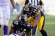 PITTSBURGH - OCTOBER 25: James Harrison #92 and LaMarr Woodley #56 of the Pittsburgh Steelers celebrate Harrison's sack on Brett Favre #4 of the Minnesota Vikings at Heinz Field on October 25, 2009 in Pittsburgh, Pennsylvania. Pittsburgh won 27-17. (Photo by Rick Stewart/Getty Images)