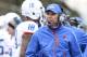 Oct 27, 2012; Laramie, WY, USA; Boise State Broncos head coach Chris Petersen reacts against the Wyoming Cowboys during the third quarter at War Memorial Stadium. The Broncos beat the Cowboys 45-14. Mandatory Credit: Troy Babbitt-USA TODAY Sports