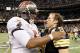 NEW ORLEANS, LA - NOVEMBER 06: Josh Freeman #5 of the Tampa Bay Buccaneers congratulates Drew Brees #9 of the New Orleans Saints after their game at Mercedes-Benz Superdome on November 6, 2011 in New Orleans, Louisiana. (Photo by Streeter Lecka/Getty Images)