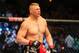 Dec. 30, 2011; Las Vegas, NV, USA; UFC fighter Brock Lesnar during a heavyweight bout at UFC 141 at the MGM Grand Garden event center. Mandatory Credit: Mark J. Rebilas-USA TODAY Sports