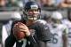 Dec 9, 2012; Jacksonville FL, USA; Jacksonville Jaguars quarterback Chad Henne (7) looks for a receiver during the first quarter against the New York Jets at EverBank Field. Mandatory Credit: Phil Sears-USA TODAY Sports