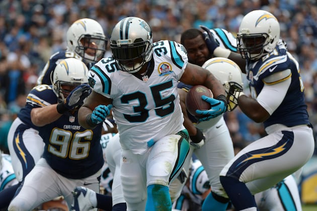 Panthers' Tolbert Back in S.D., Has 2 TDs in Win