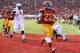 LOS ANGELES, CA - NOVEMBER 10: Running back Curtis McNeal #22 of the USC Trojans carries the ball in the end zone after scoring on a 22 yard touchdown pass play in the third quarter against the Arizona State Sun Devils at the Los Angeles Memorial Coliseum on November 10, 2012 in Los Angeles, California. USC won 38-17. (Photo by Stephen Dunn/Getty Images)