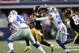Dec 16, 2012; Arlington, TX, USA; Pittsburgh Steelers wide receiver Antonio Brown (84) is chased during the first half by Dallas Cowboys cornerback Sterling Moore (30) at Cowboys Stadium. Mandatory Credit: Tim Heitman-USA TODAY Sports