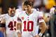 LANDOVER, MD - DECEMBER 03: Quarterback Eli Manning #10 of the New York Giants stands on the sidelines during the fourth quarter against the Washington Redskins at FedExField on December 3, 2012 in Landover, Maryland. (Photo by Rob Carr/Getty Images)