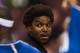 Dec 12, 2012; Philadelphia, PA, USA; Philadelphia 76ers center Andrew Bynum (33) prior to the game against the Chicago Bulls at the Wells Fargo Center. The Bulls defeated the Sixers 96-89. Mandatory Credit: Howard Smith-USA TODAY Sports