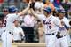 NEW YORK, NY - SEPTEMBER 27: David Wright #5 of the New York Mets is congratulated by Daniel Murphy after hitting a home run against the Pittsburgh Pirates at Citi Field on September 27, 2012 in the Flushing neighborhood of the Queens borough of New York City. (Photo by Alex Trautwig/Getty Images)