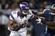 ST. LOUIS, MO - DECEMBER 16: Adrian Peterson #28 of the Minnesota Vikings runs with the ball against the St. Louis Rams during the game at Edward Jones Dome on December 16, 2012 in St. Louis, Missouri. The Vikings won 36-22 as Peterson rushed for 212 yards. (Photo by Joe Robbins/Getty Images)