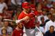 BOSTON, MA - AUGUST 23: Mark Trumbo #44 of the Los Angeles Angels of Anaheim at bat against the Boston Red Sox during the game on August 23, 2012 at Fenway Park in Boston, Massachusetts. (Photo by Jared Wickerham/Getty Images)