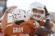 AUSTIN, TX - NOVEMBER 10: Johnathan Gray #32 of the Texas Longhorns celebrates a touchdown run with David Ash #14 during the Big 12 Conference game against the Iowa State Cyclones on November 10, 2012 at Darrell K Royal-Texas Memorial Stadium in Austin, Texas. (Photo by Cooper Neill/Getty Images)