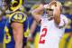 ST. LOUIS, MO - DECEMBER 2: David Akers #2 of the San Francisco 49ers reacts to missing a game-winning field goal against the St. Louis Rams at the Edward Jones Dome on December 2, 2012 in St. Louis, Missouri. The Rams beat the 49ers 16-13 in overtime. (Photo by Dilip Vishwanat/Getty Images)