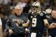 NEW ORLEANS, LA - DECEMBER 16: Drew Brees #9 of the New Orleans Saints gestures to the crowd during the game against the Tampa Bay Buccaneers at the Mercedes-Benz Superdome on December 16, 2012 in New Orleans, Louisiana. (Photo by Chris Graythen/Getty Images)