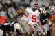 STATE COLLEGE, PA - OCTOBER 27: Quarterback Braxton Miller #5 of the Ohio State Buckeyes looks to pass against the Penn State Nittany Lions in the third quarter at Beaver Stadium on October 27, 2012 in State College, Pennsylvania. The Ohio State Buckeyes won, 35-23. (Photo by Patrick Smith/Getty Images)