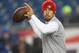 FOXBORO, MA - DECEMBER 16: Alex Smith #11 of the San Francisco 49ers warms up before a game with the New England Patriots at Gillette Stadium on December 16, 2012 in Foxboro, Massachusetts. (Photo by Jim Rogash/Getty Images)